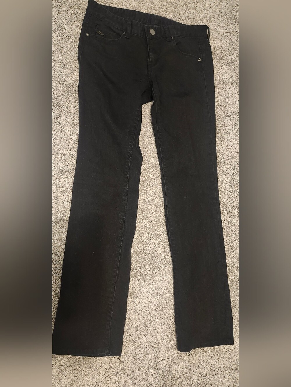 Armani Exchange $119 Low Rise Straight Leg Jeans Size 2 (XS/XXS) Black Logo